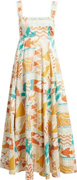 FLYING TOMATO Print Rickrack Sleeveless Maxi Dress