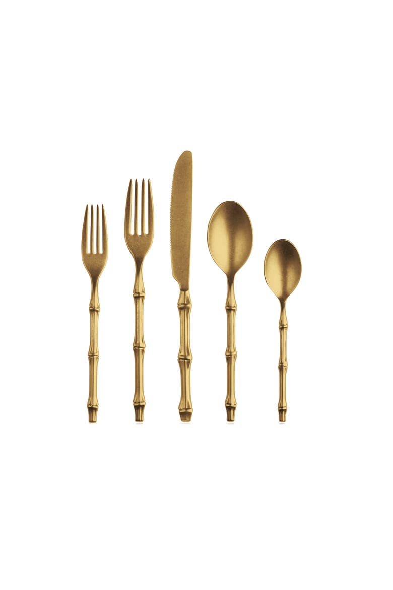 Bali Flatware Set - 20 Pieces, Main, color, Pewter Gold