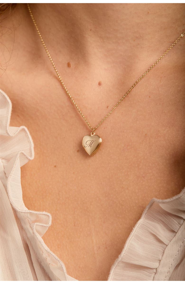 Set & Stones Roxy Heart Locked Initial Necklace, Alternate, color, Gold / L