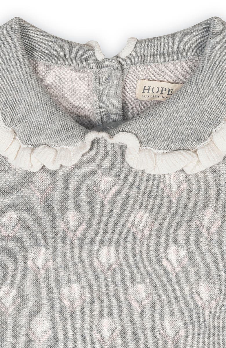 Hope & Henry Kids' Organic Long Sleeve Peter Pan Collar Sweater, Alternate, color, Gray Flower Intarsia