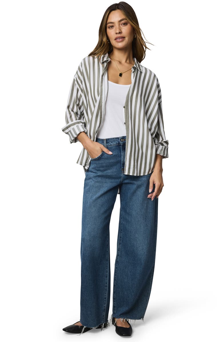 Splendid Ella Stripe Button-Up Shirt, Alternate, color, Soft Green/ White