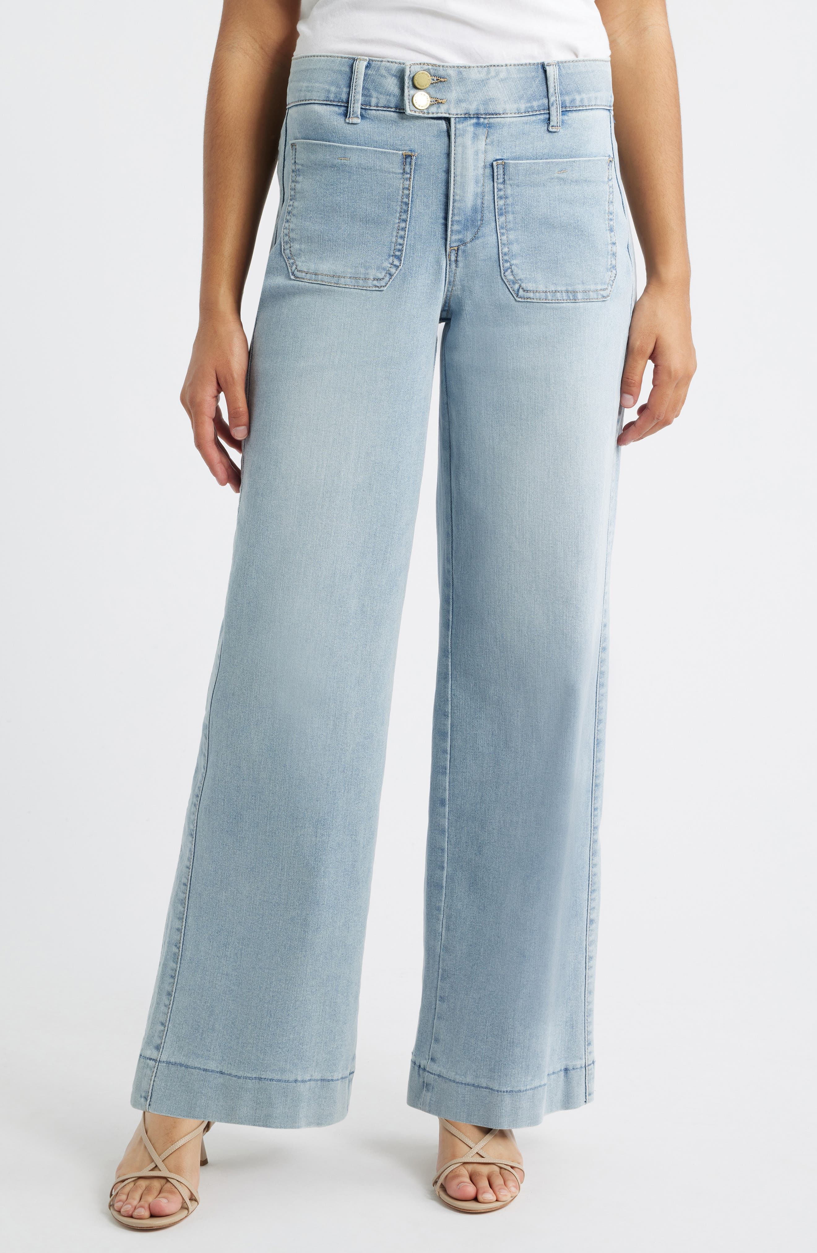 Wit & Wisdom Patch Pocket High Waist Wide Leg Jeans