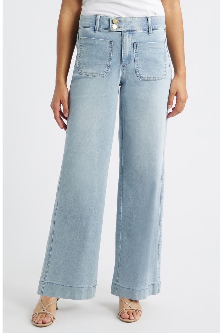 Patch Pocket High Waist Wide Leg Jeans, Main, color, POWDER BLUE ARTISANAL