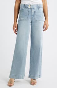 Wit & Wisdom Patch Pocket High Waist Wide Leg Jeans