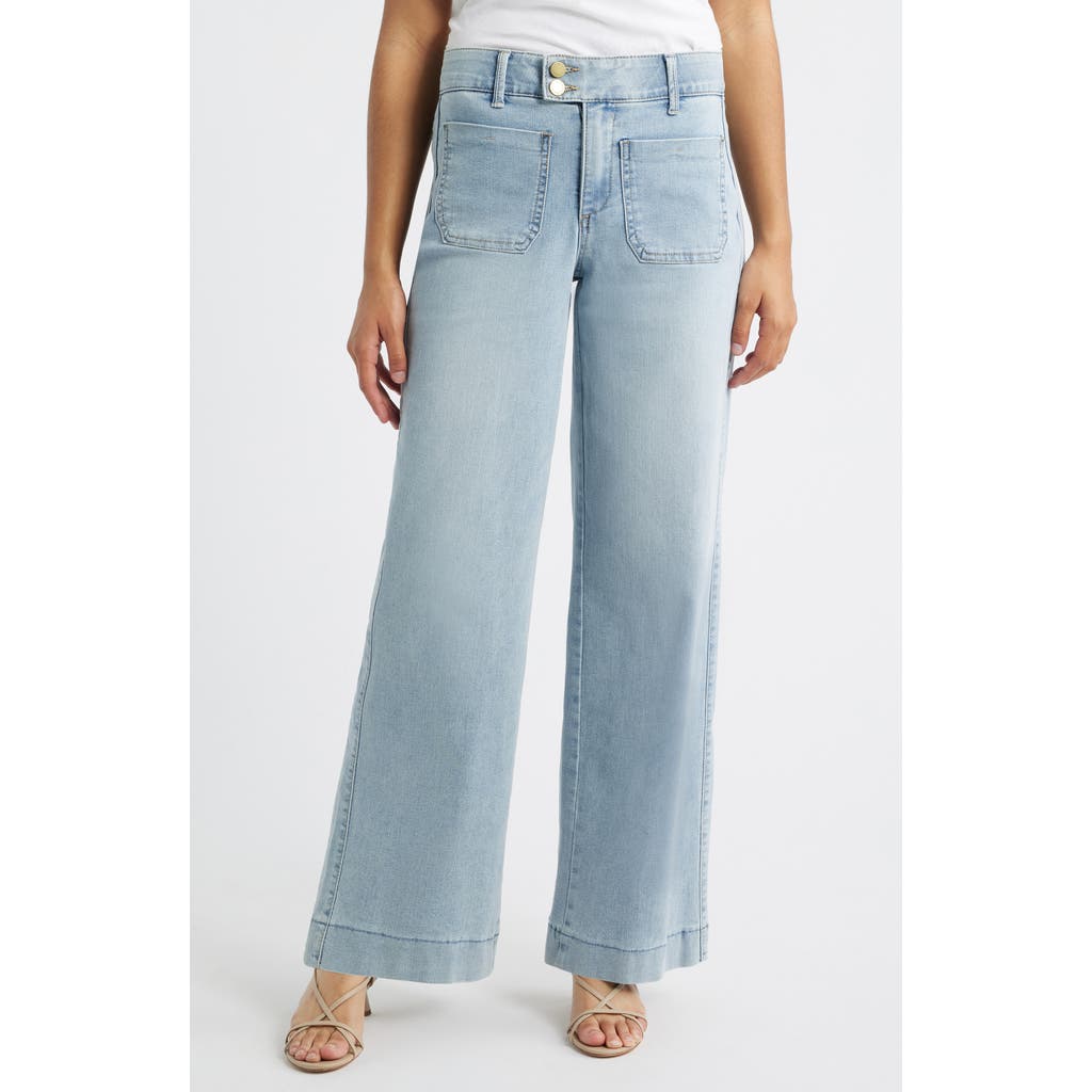 Wit & Wisdom High Waist Patch Pocket Wide Leg Jeans In Blue