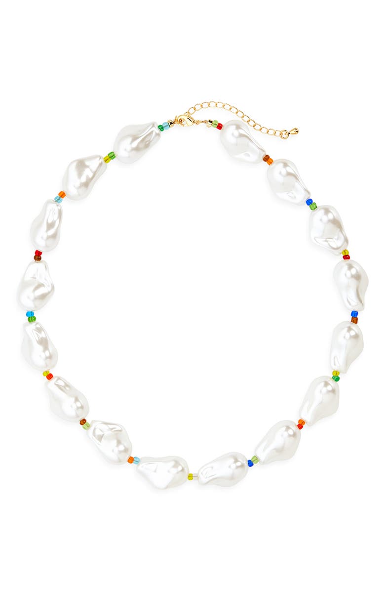 EYE CANDY LOS ANGELES Noe Faux Pearl Necklace, Main, color, Gold