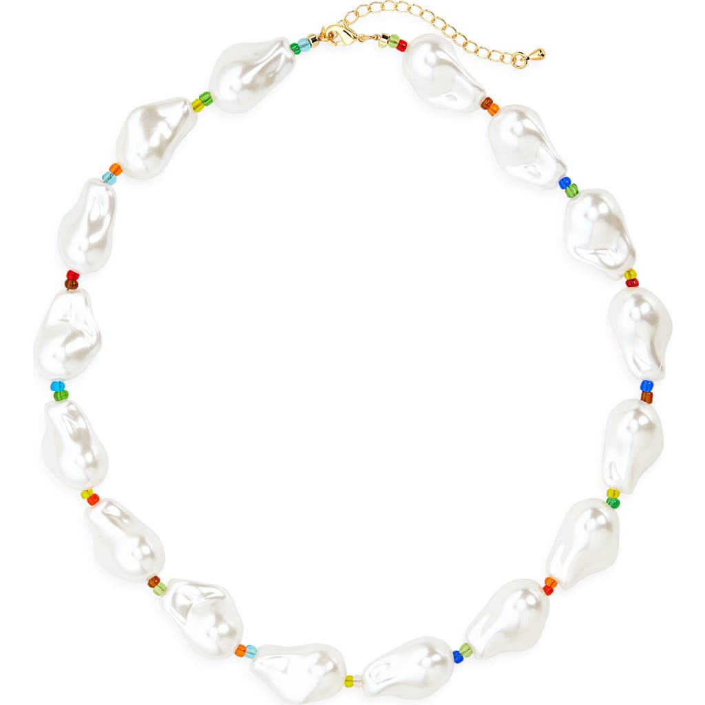 Eye Candy Los Angeles Noe Faux Pearl Necklace In White