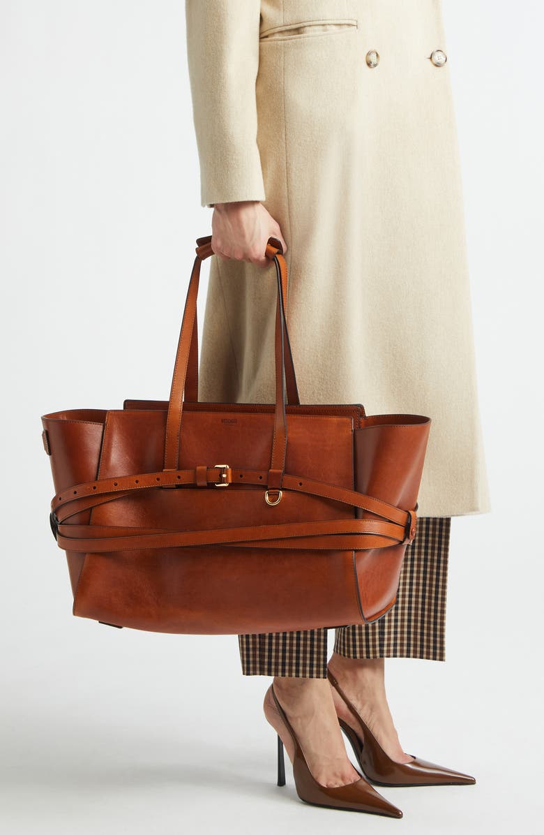 Moschino Tie Me Leather Tote, Alternate, color, Hide 20A Od9