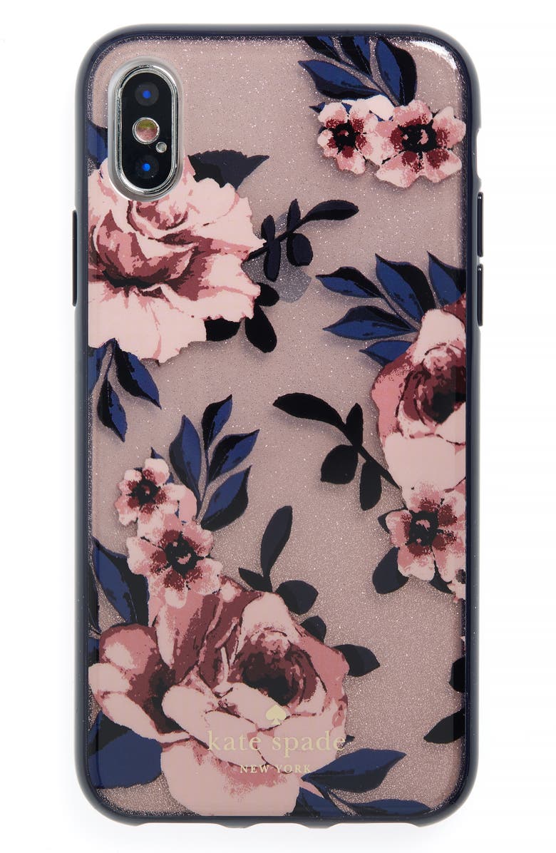 Kate Spade New York glitter prairie rose iPhone X/Xs case, Main, color, 