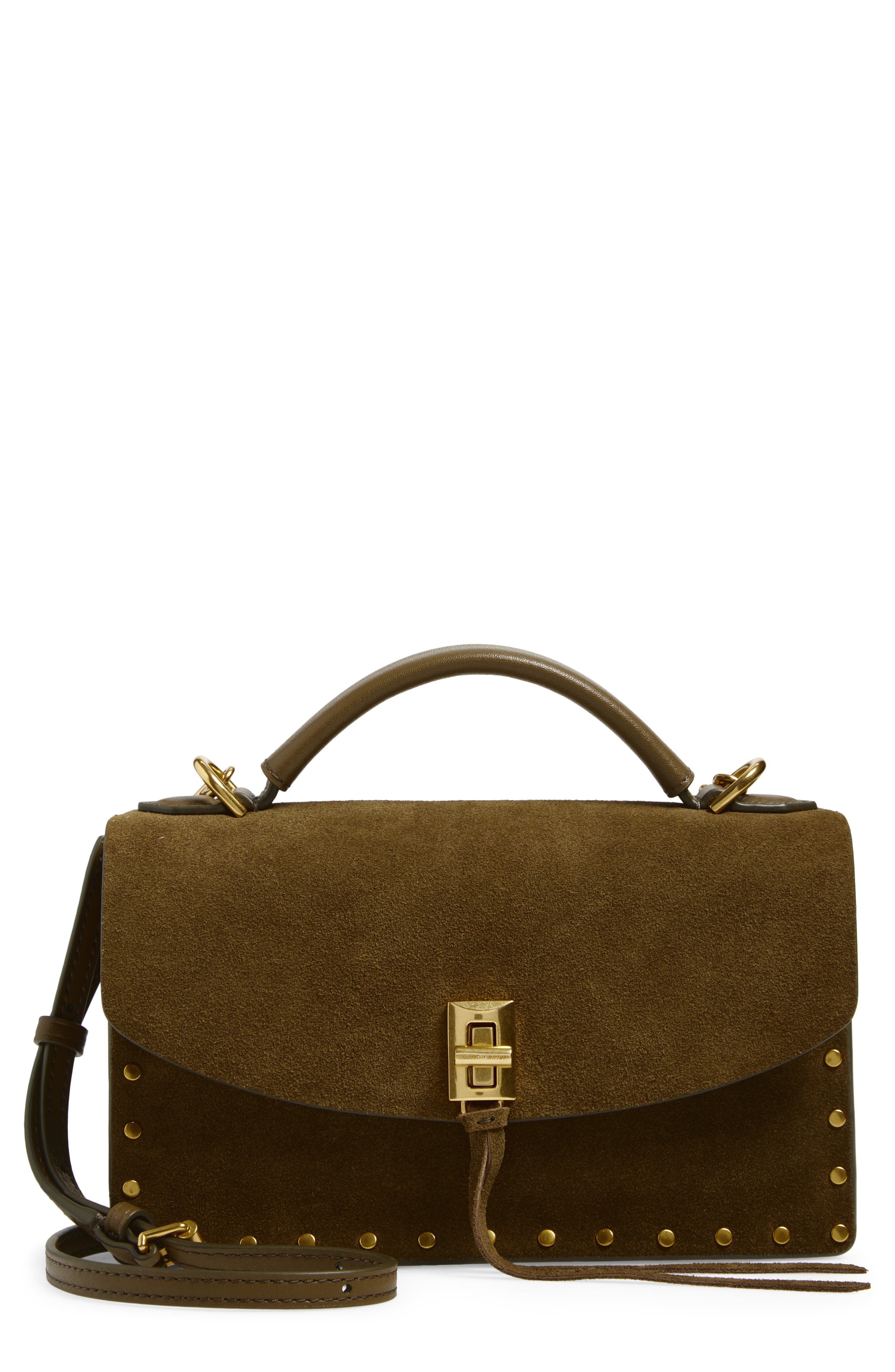Rebecca Minkoff Darren Suede Crossbody Bag, Main, color, Jungle