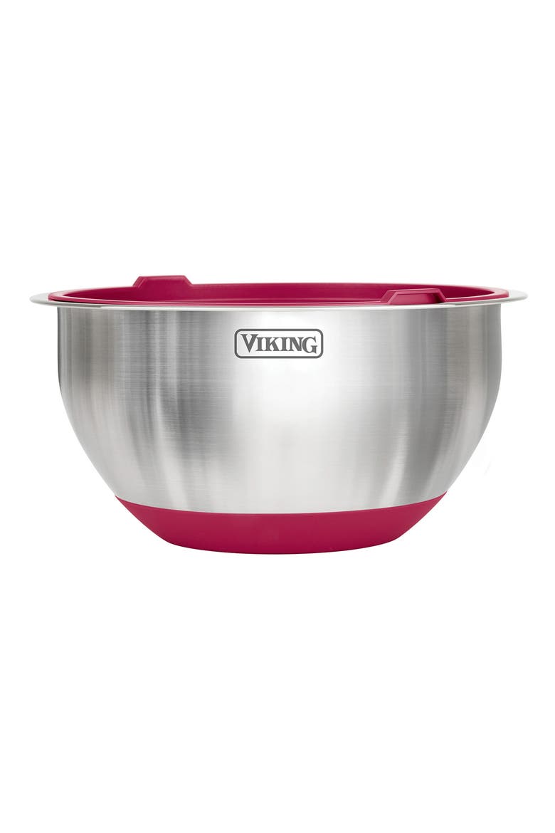 10-Piece Stainless Steel Mixing Bowl Set with Lids, Alternate, color, RED
