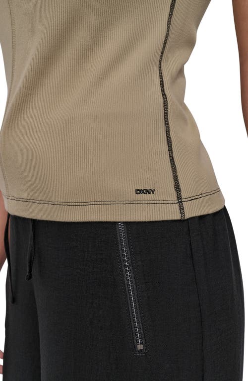 Dkny Contrast Stitch Rib Knit T-shirt