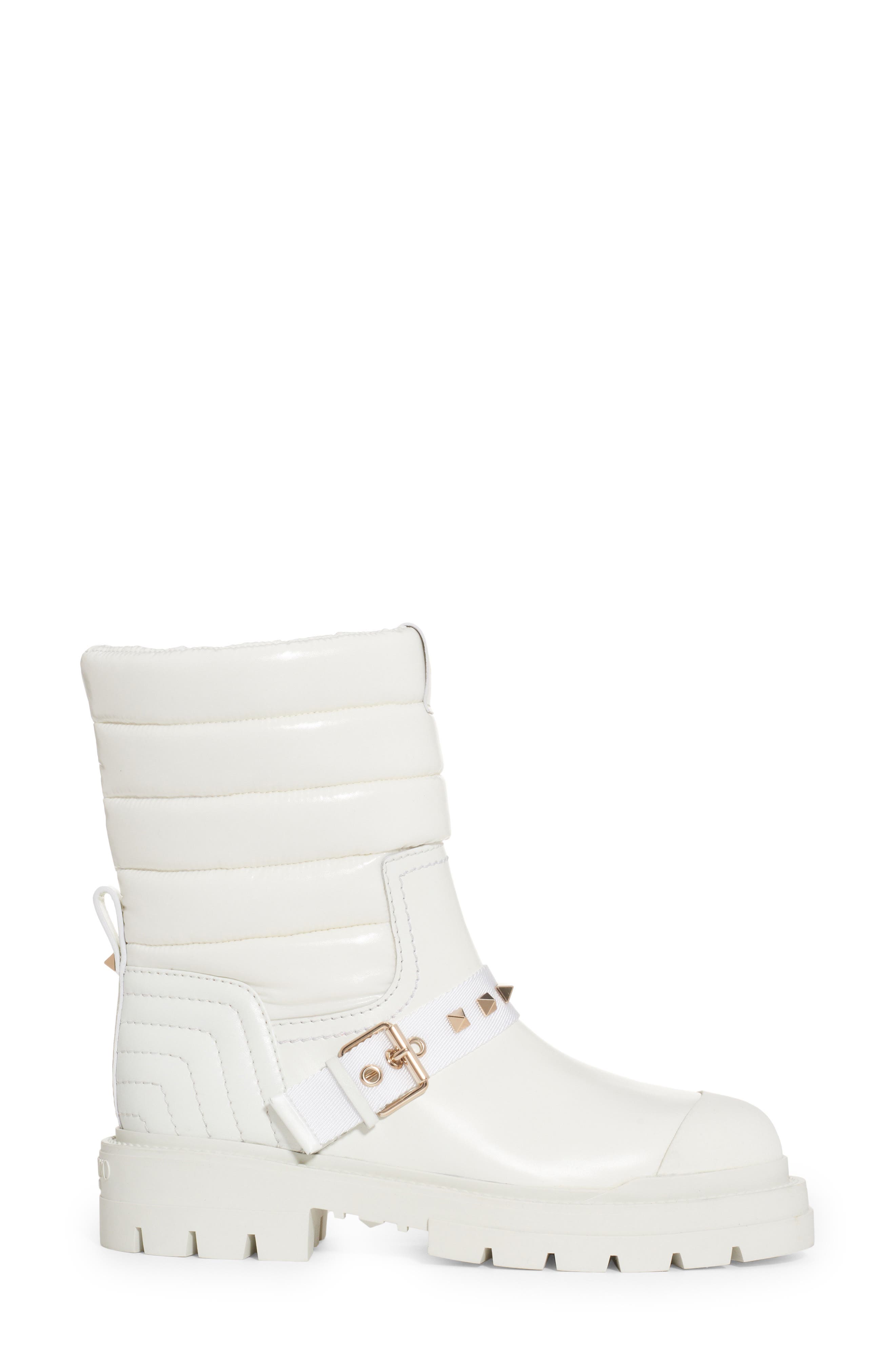 Rockstud Biker Boot, Alternate, color, WHITE
