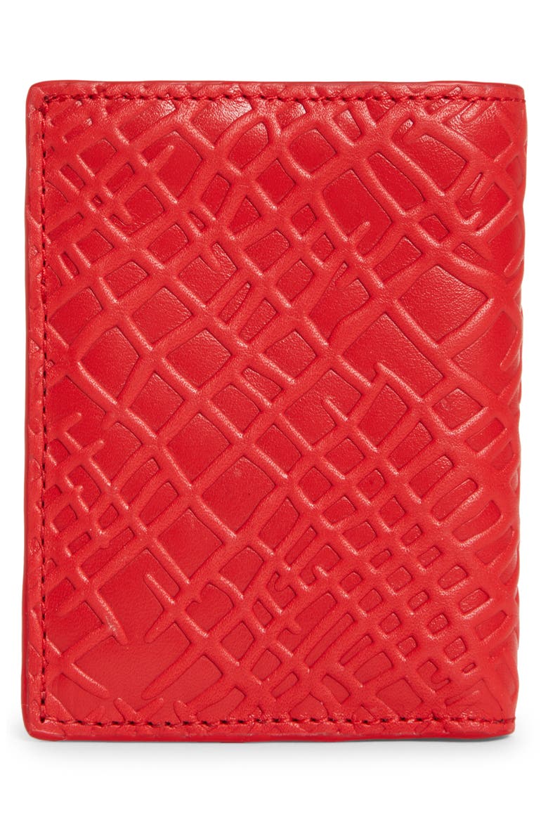Roots Embossed Leather Bifold Wallet, Alternate, color, RED