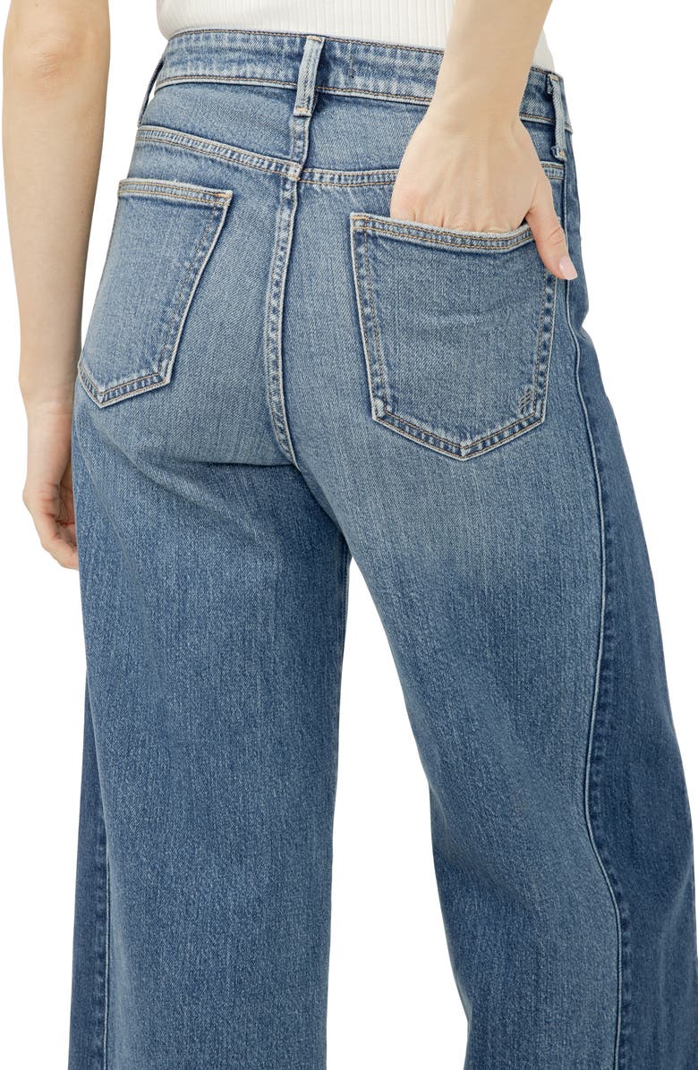 Silver Jeans Co. Isbister Raw Hem Two Tone High Waist Wide Leg Jeans, Alternate, color, Abigail