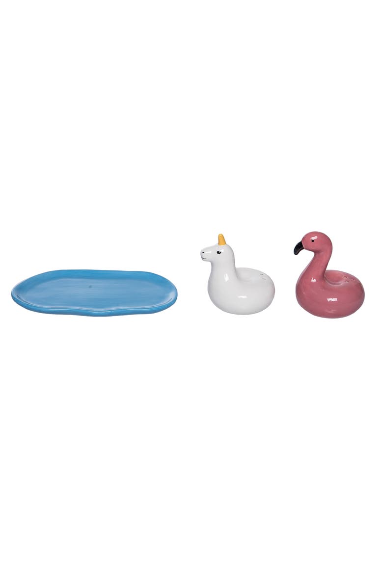 Transpac Dolomite Pool Floatie Salt and Pepper Set of 3 Multicolored for Spring Serving and Entertaining, Alternate, color, Multicolored