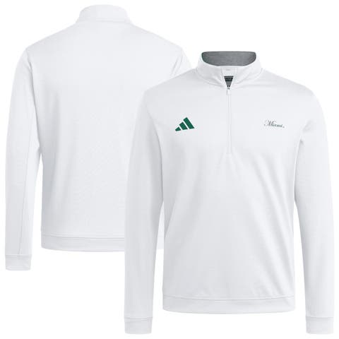 Men's adidas White Miami Hurricanes Elevated Quarter-Zip Jacket