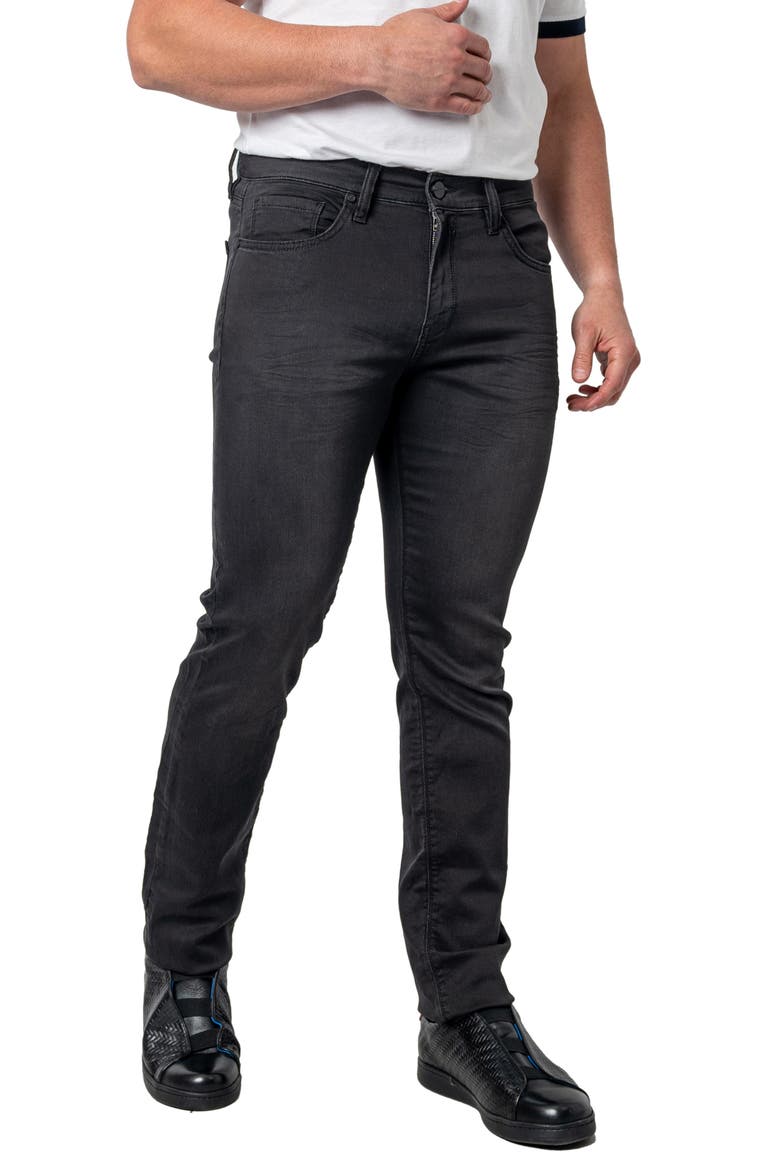 Washed Straight Leg Jeans, Alternate, color, BLACK