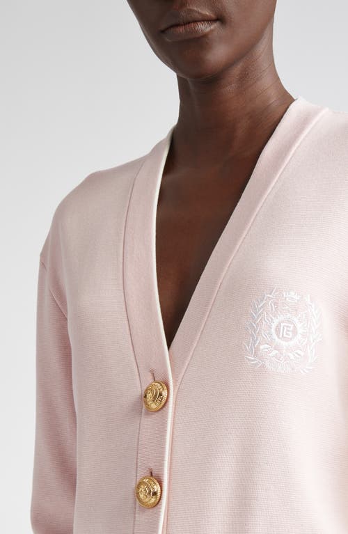 Balmain Logo Emblem Silk & Cotton Cardigan