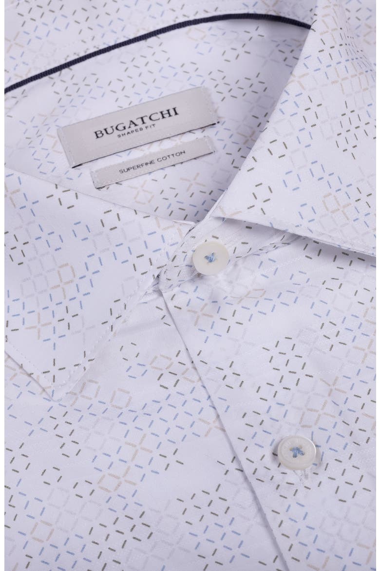 Axel Shaped Fit Geo Print Cotton Button-Up Shirt, Alternate, color, WHITE