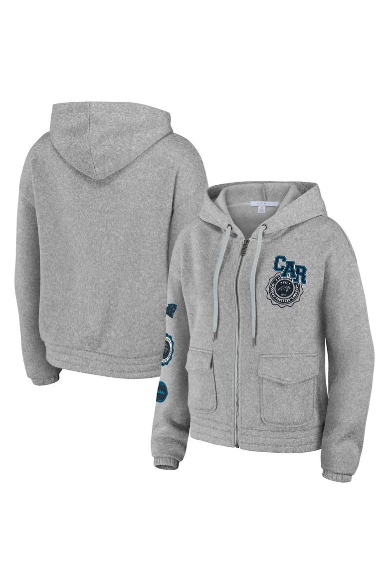Women's WEAR by Erin Andrews Heather Gray Carolina Panthers Full-Zip Hoodie, Alternate, color, Heather Gray
