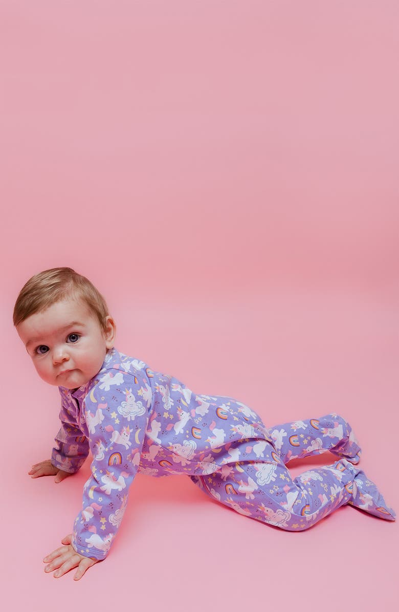 Norani Unicorn Print Organic Cotton Footie, Alternate, color, 