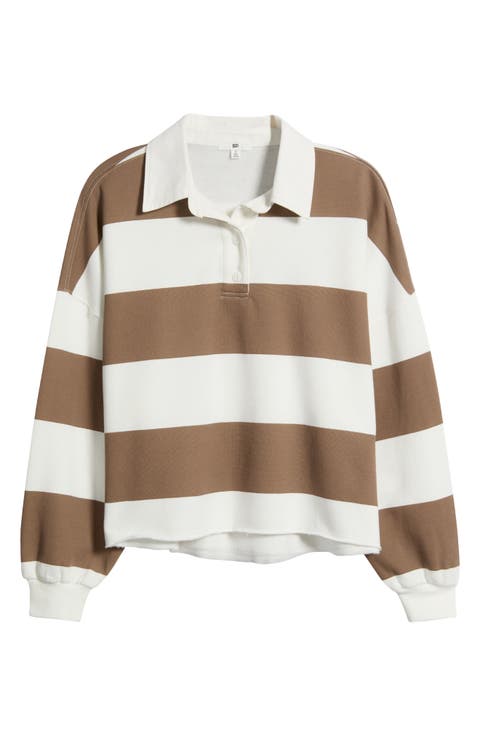 Stripe Cotton Blend Rugby Sweatshirt