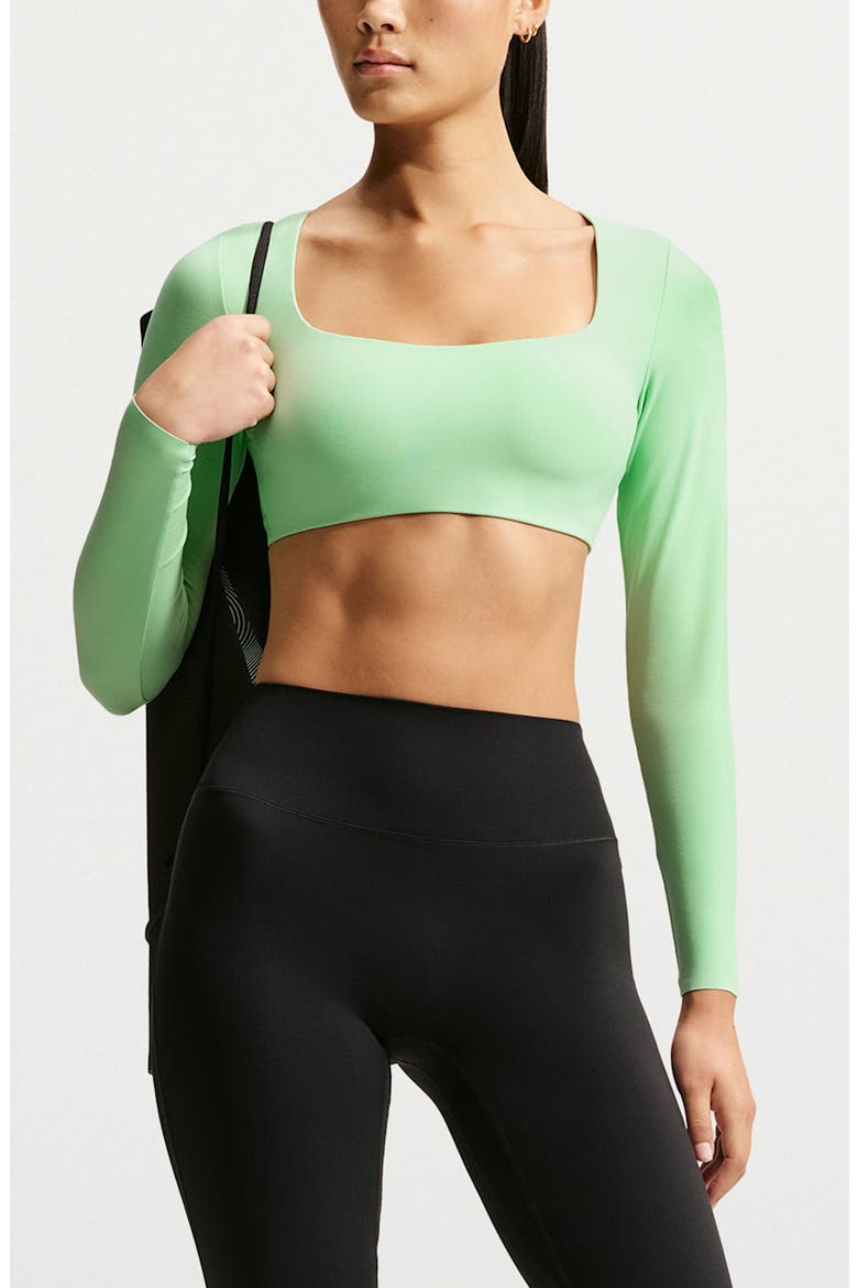 Zenvy Dri-FIT Long Sleeve Sports Bra, Main, color, CUCUMBER CALM/ COOL GREY