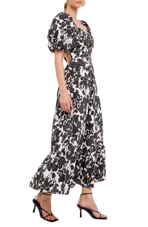 Free The Roses Floral Print Cotton Maxi Dress In Black
