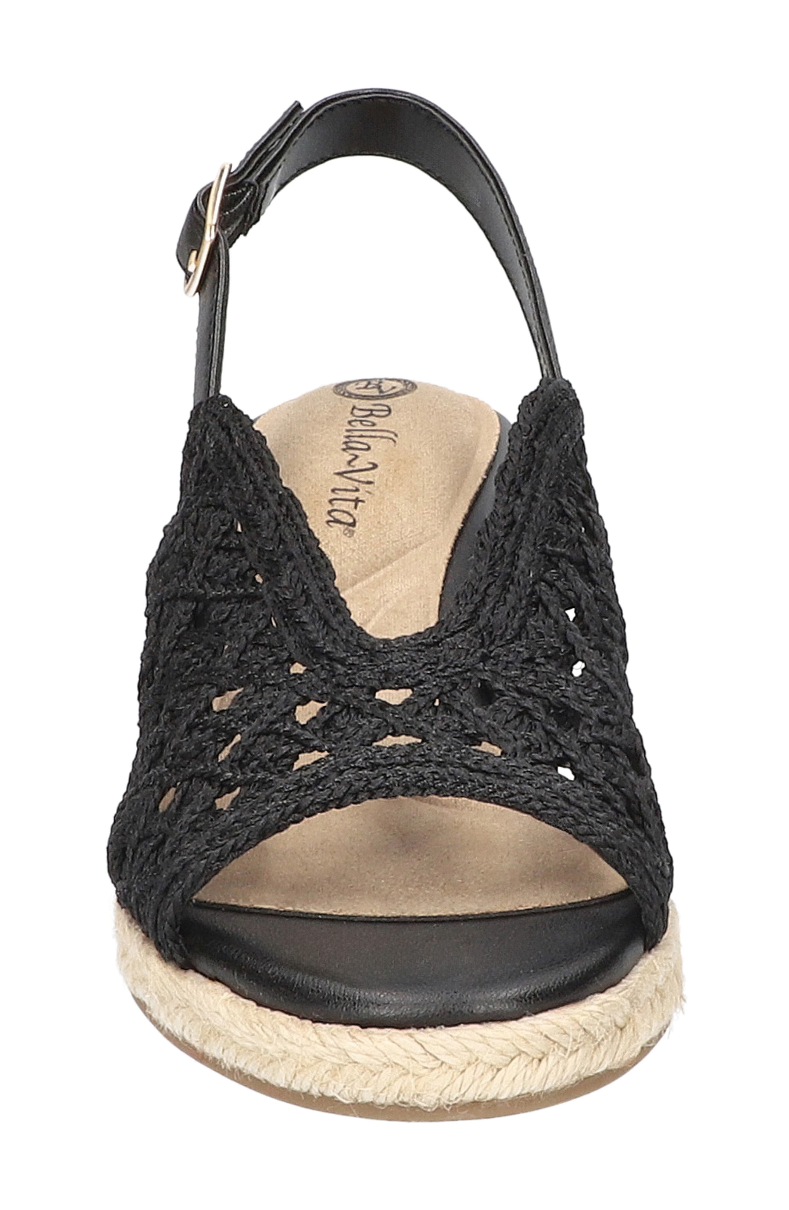 Bella Vita Bethany Slingback Wedge Sandal, Alternate, color, Black Raffia