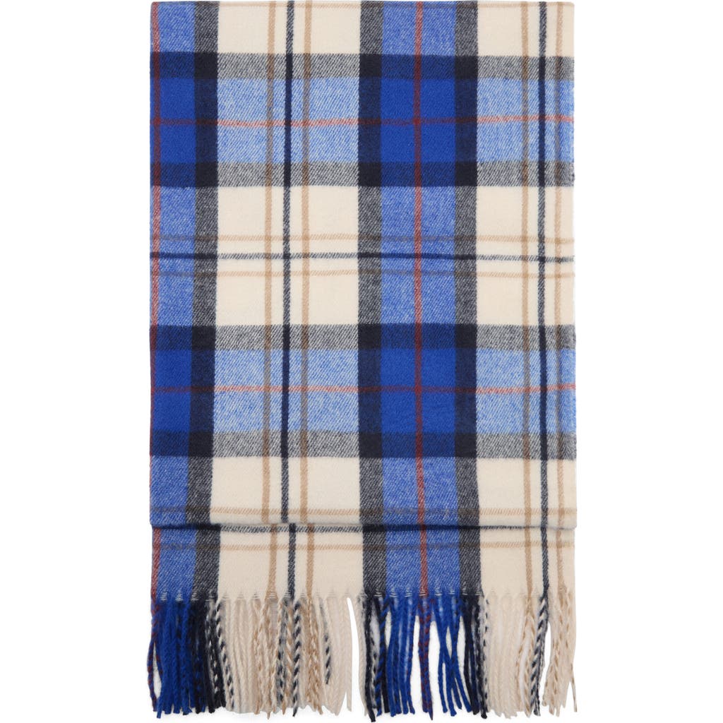 Mango Check Fringe Scarf In Blue