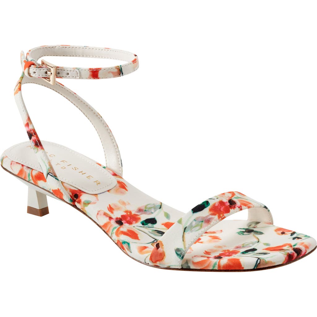 Marc Fisher Ltd Alona Ankle Strap Kitten Heel Sandal In White