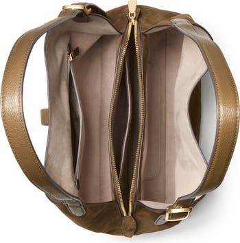 deco pebble leather and suede shoulder bag