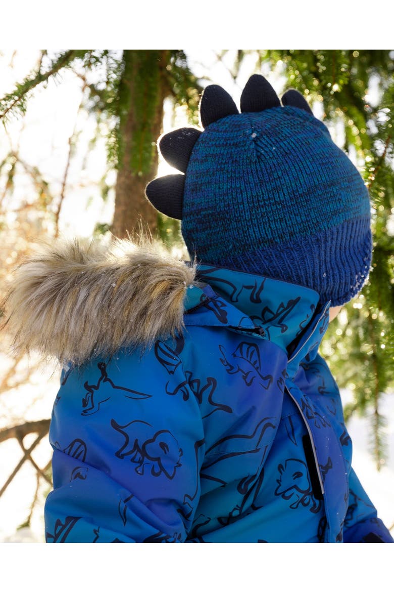 Lined Dino Peruvian Knit Winter Hat with Pompom, Alternate, color, Blue
