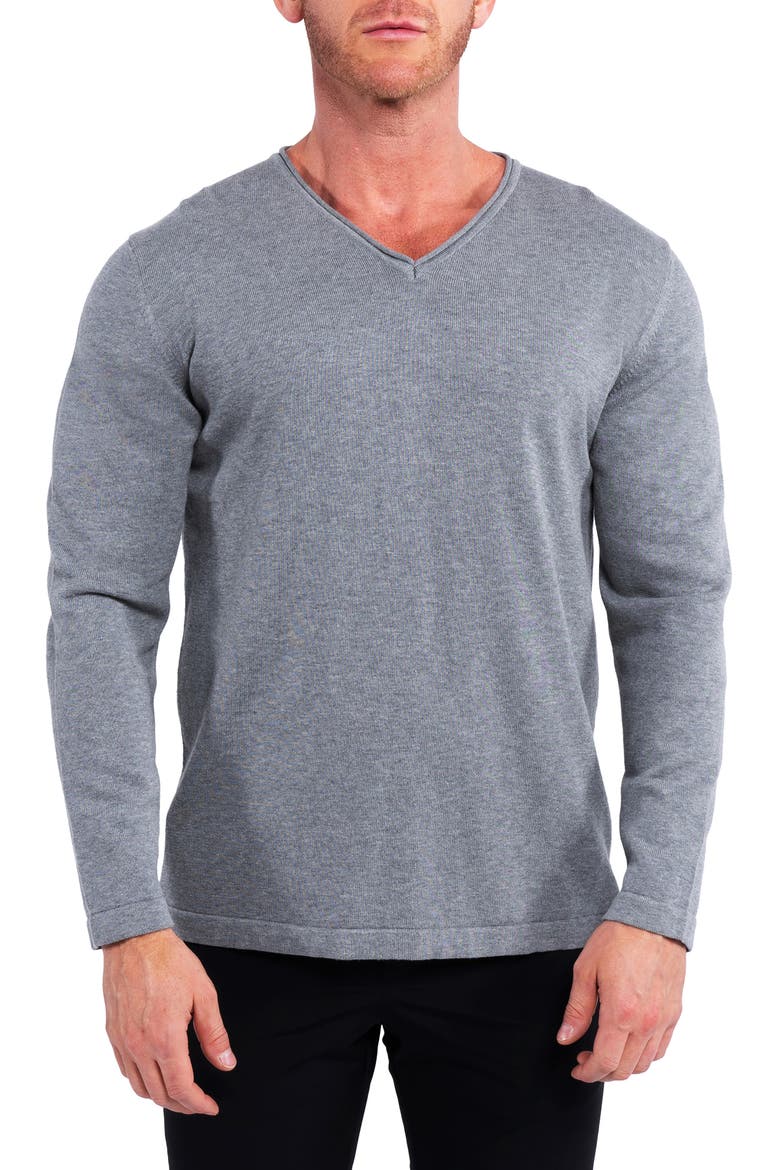 V-Neck Wool Blend Sweater, Main, color, GREY