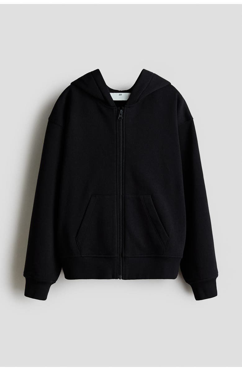H&M Zip-through Hoodie, Main, color, Black