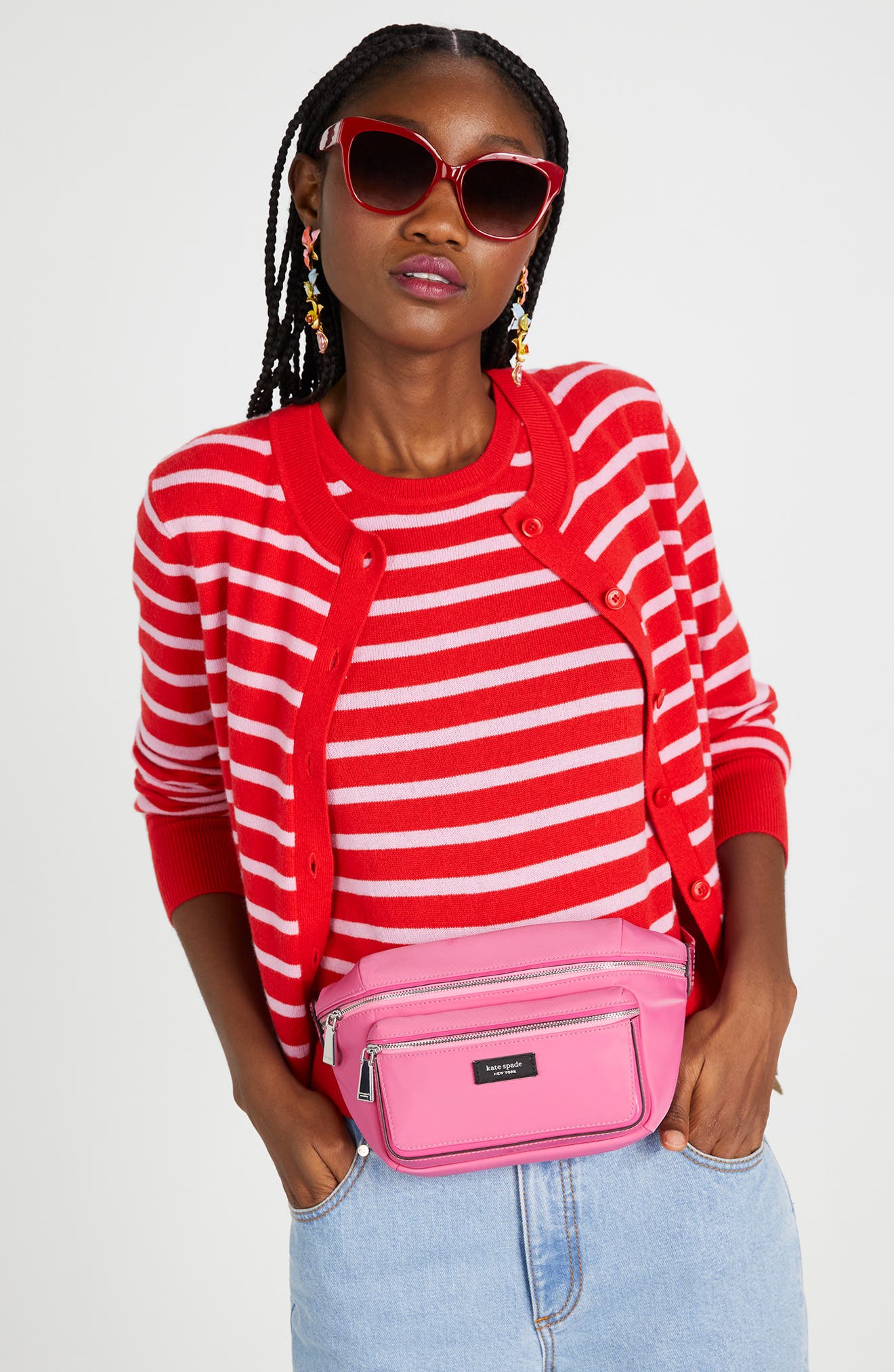 medium sam icon belt bag, Alternate, color, PINK CLOUD