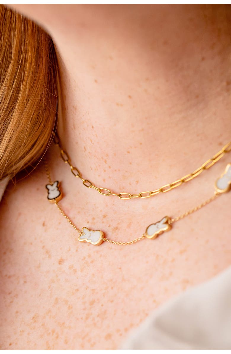 Alex and Ani Peeps<sup>®</sup> Pearlized Bunny Necklace, Alternate, color, Gold