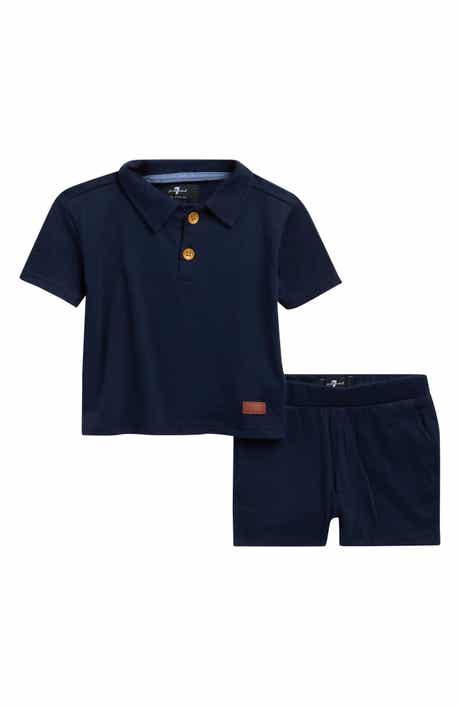 7 For All Mankind Ribbed Polo & Shorts Set