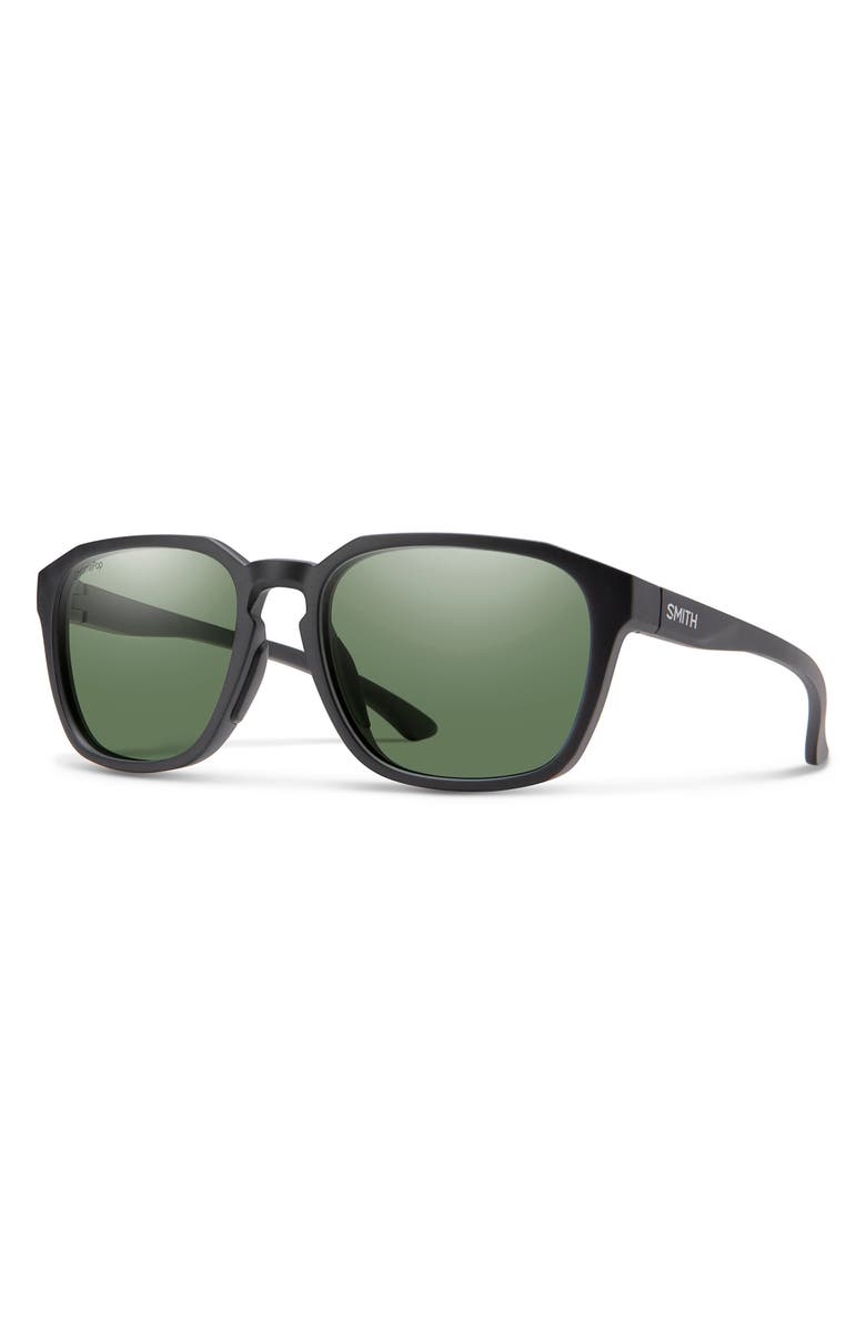 Smith Contour 56mm Polarized Square Sunglasses, Alternate, color, Matte Black/ Grey Green