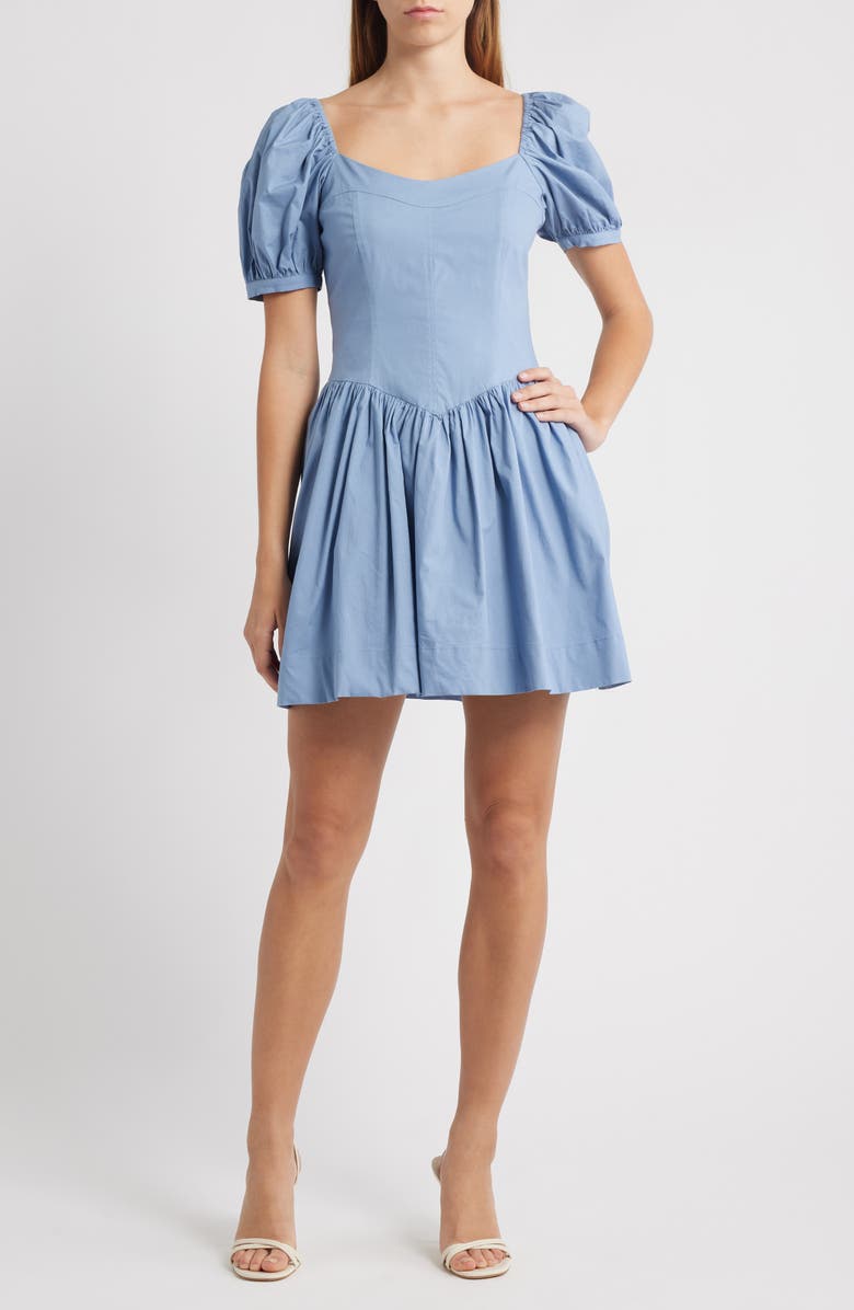 WAYF Fiona Short Sleeve Minidress, Main, color, Chambray Blue