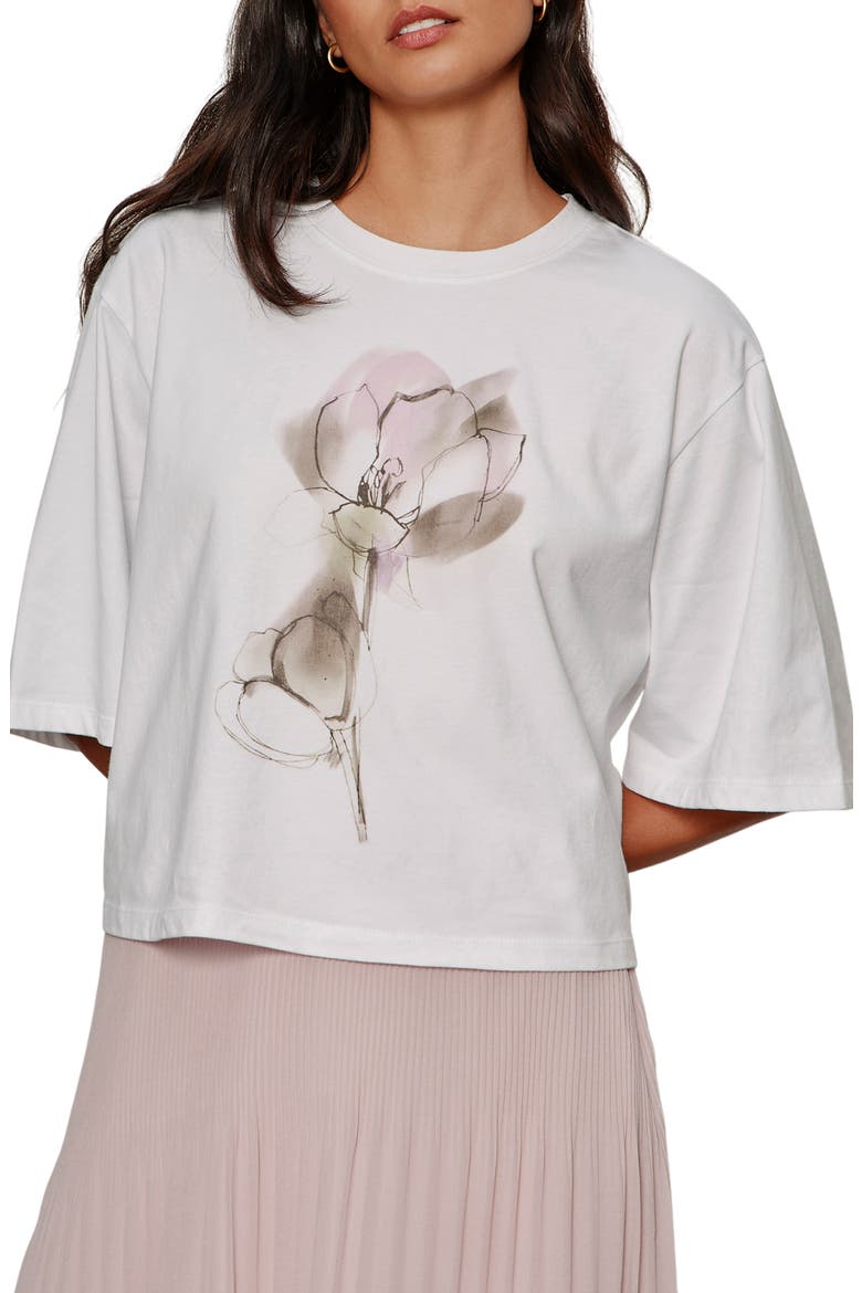 Belle Graphic T-Shirt, Main, color, WILDLINE BLOOMS WHITE