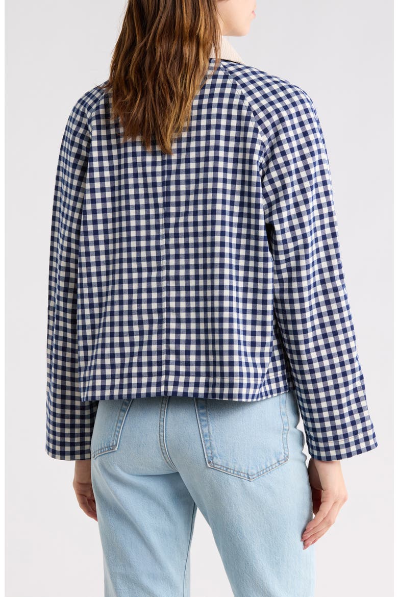 Corduroy Collar Gingham Shirt Jacket, Alternate, color, NAVY