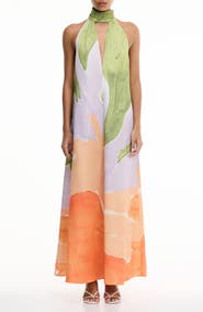 Significant Other Malina Floral Print Halter Dress