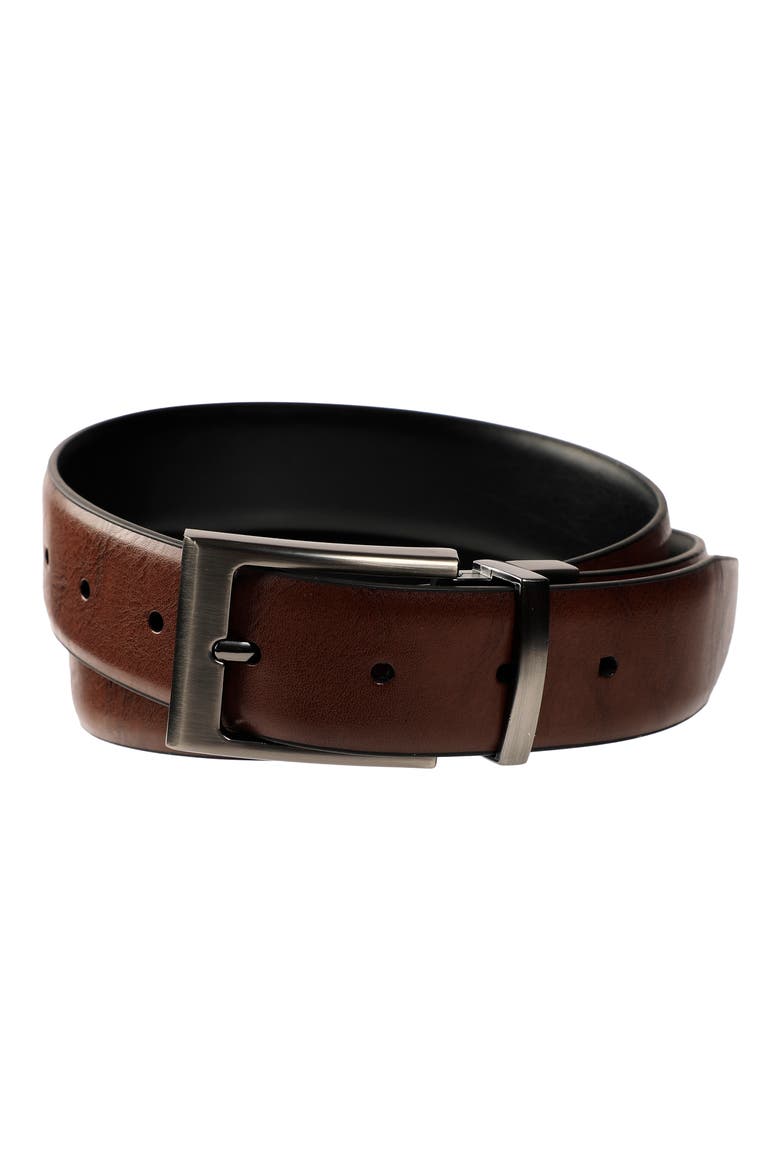 Burnished Reversible Leather Belt, Alternate, color, BROWN TO BLACK