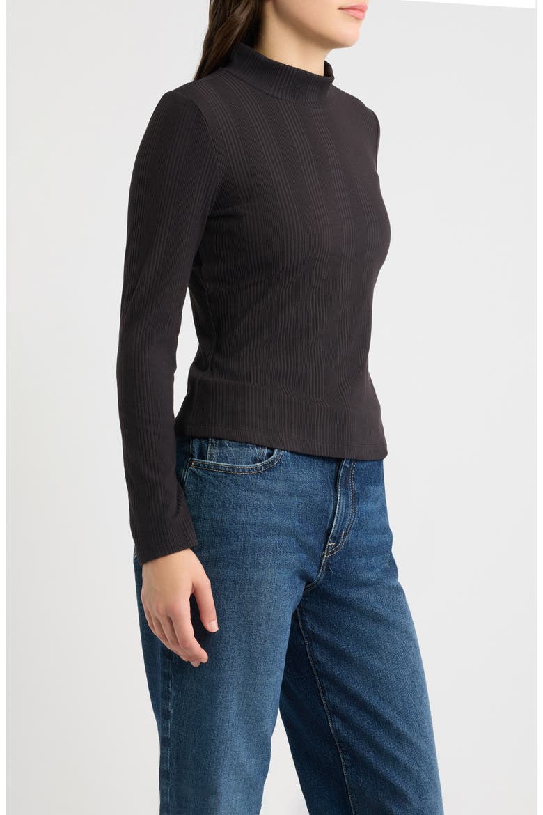 Mock Neck Long Sleeve Shirt, Alternate, color, BLACK