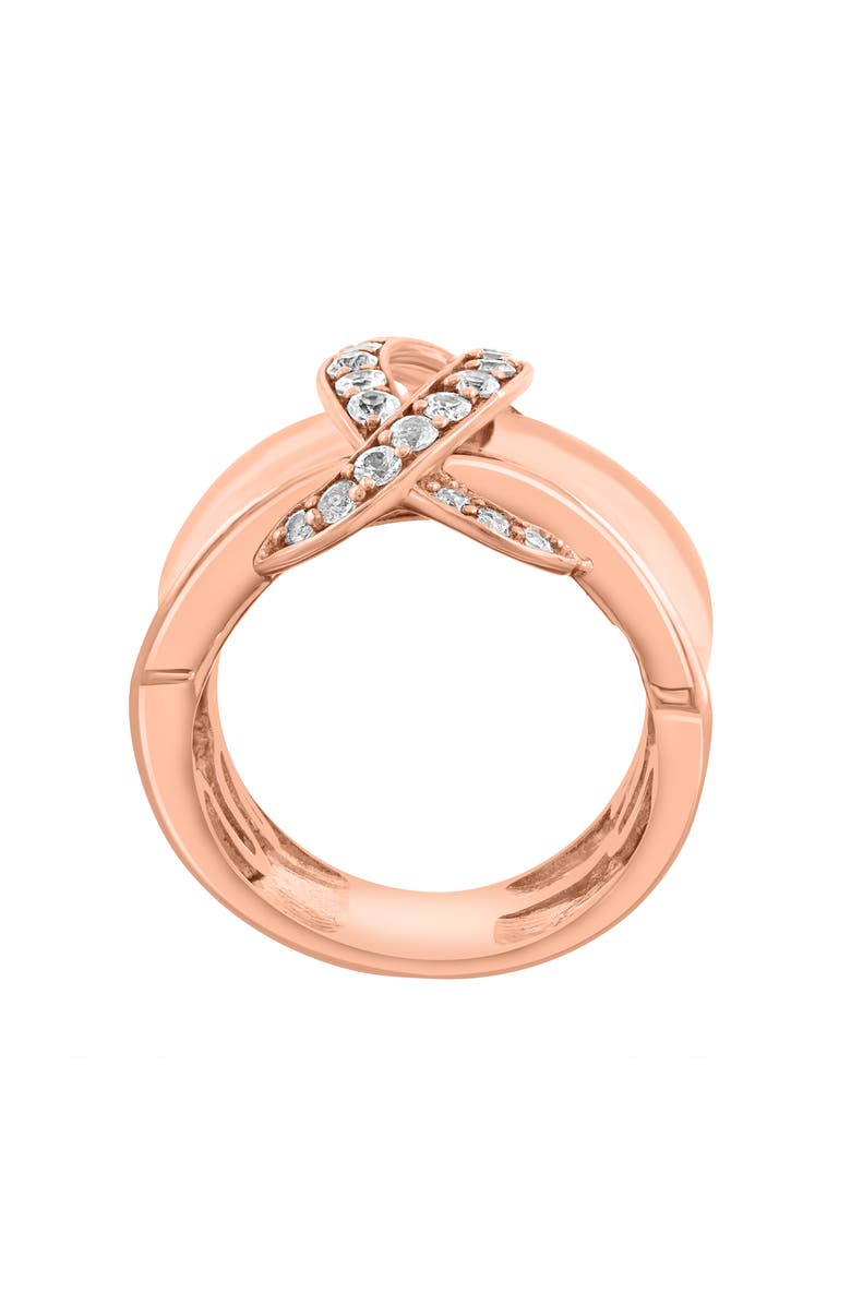 EFFY 14K Rose Gold Plated Sterling Silver White Sapphire Ribbon Band Ring, Alternate, color,