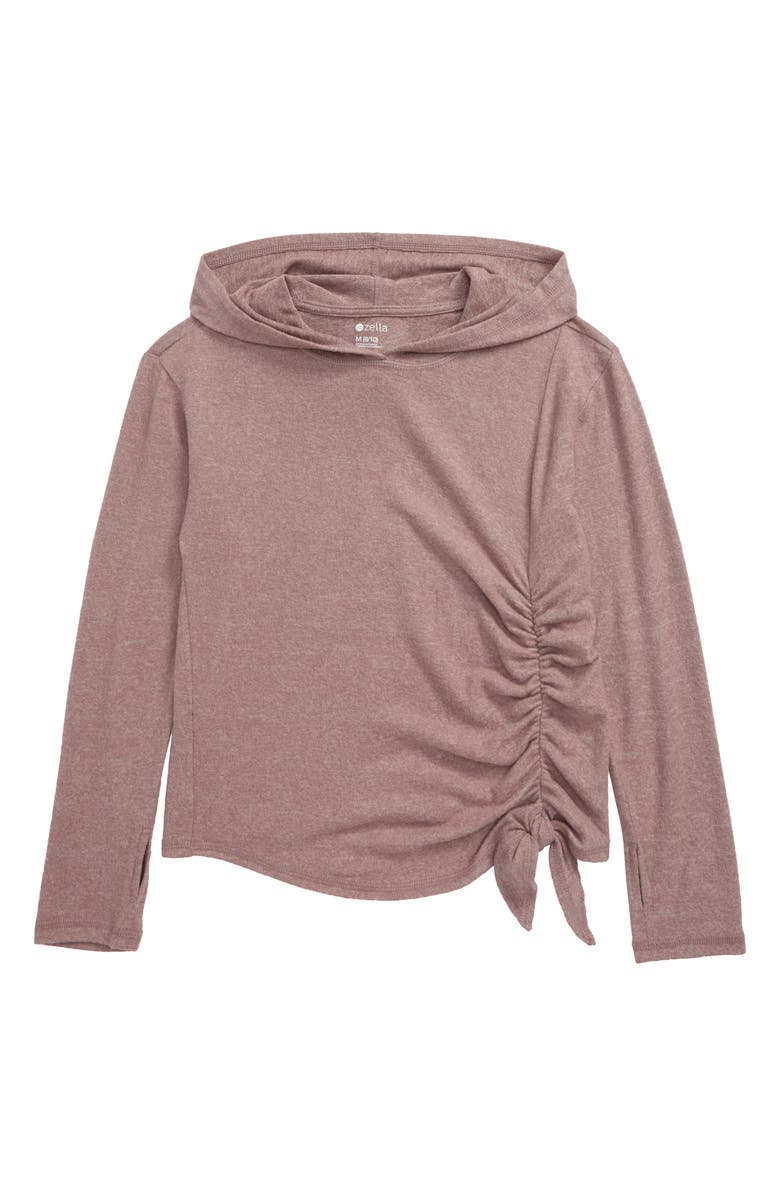 Zella Girl Supersoft Side Tie Hoodie, Main, color, Purple Moon Heather