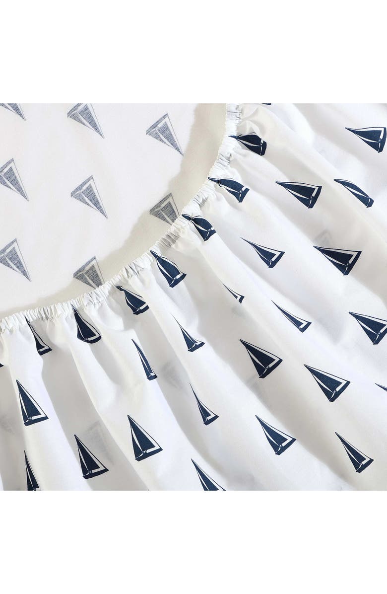 Nautica Windtale Boat Print 200 Thread Count Cotton Percale Sheet Set, Alternate, color, Dark Blue