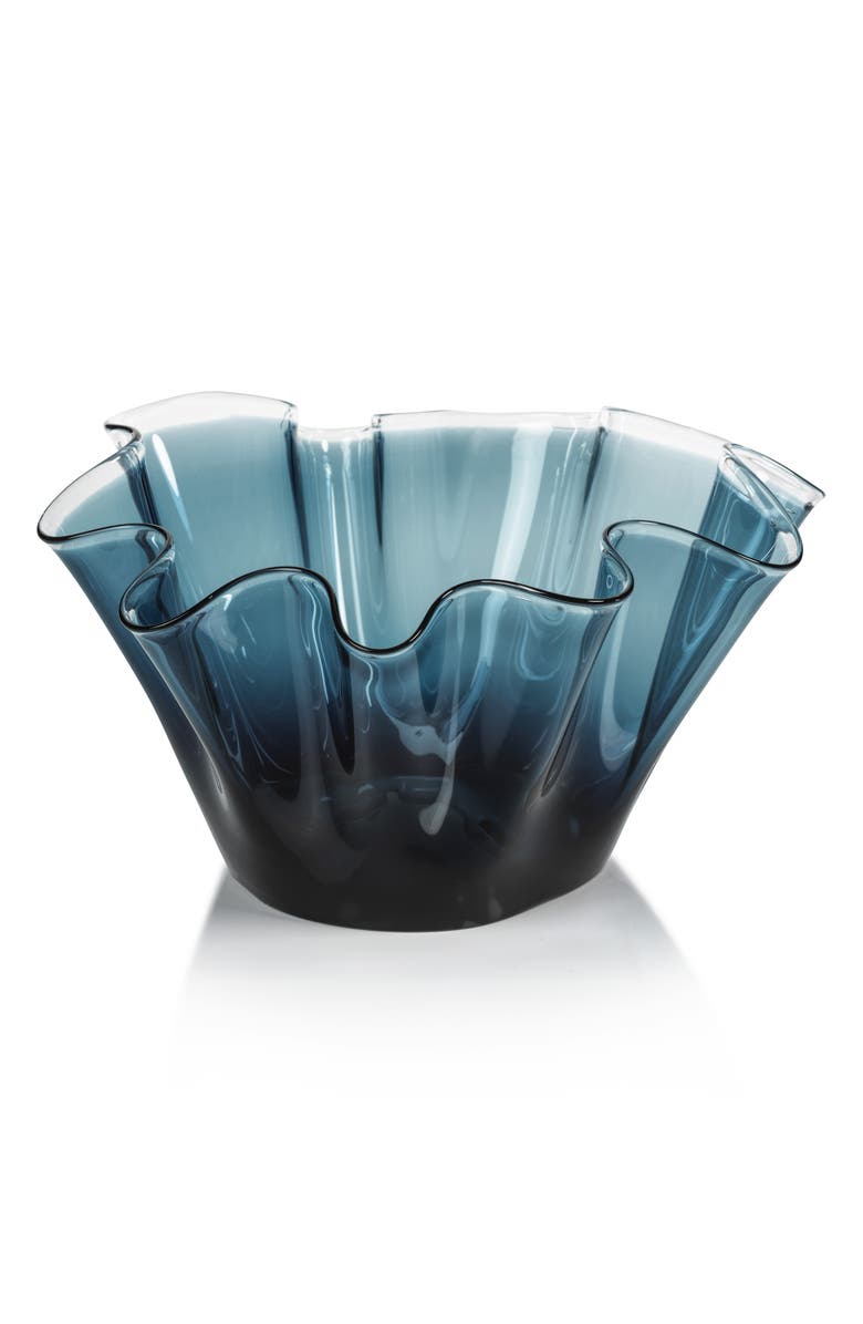 Zodax Vellerti Wave Glass Bowl, Main, color, Blue